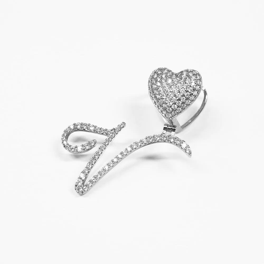 Paris Icy Classic Letter Initial Heart Necklace