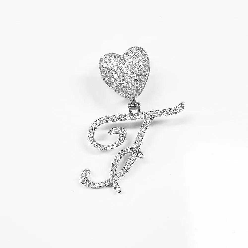 Paris Icy Classic Letter Initial Heart Necklace