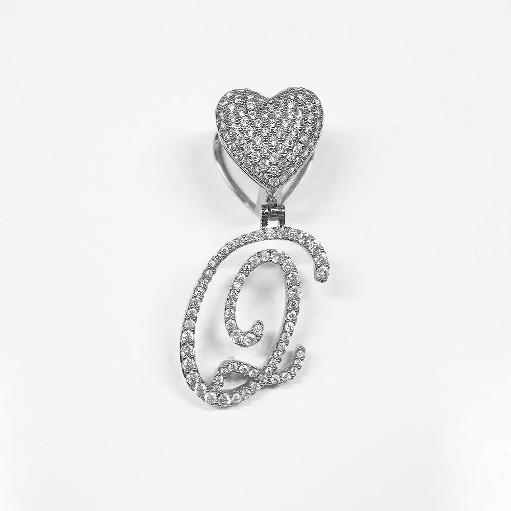 Paris Icy Classic Letter Initial Heart Necklace