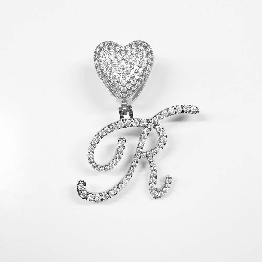 Paris Icy Classic Letter Initial Heart Necklace