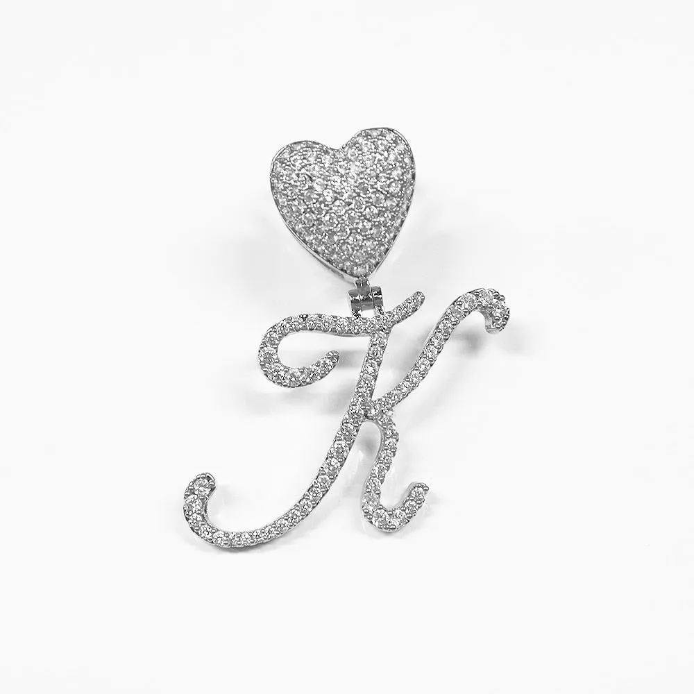 Paris Icy Classic Letter Initial Heart Necklace