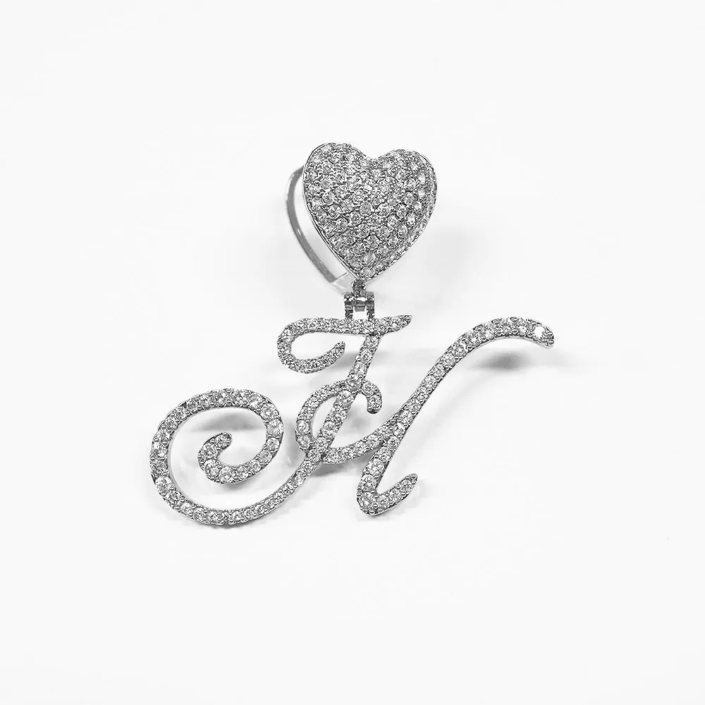 Paris Icy Classic Letter Initial Heart Necklace