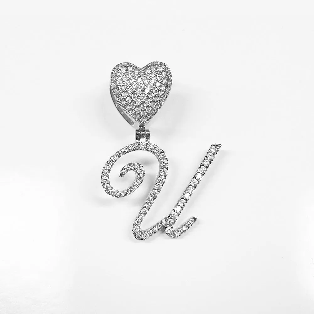 Paris Icy Classic Letter Initial Heart Necklace