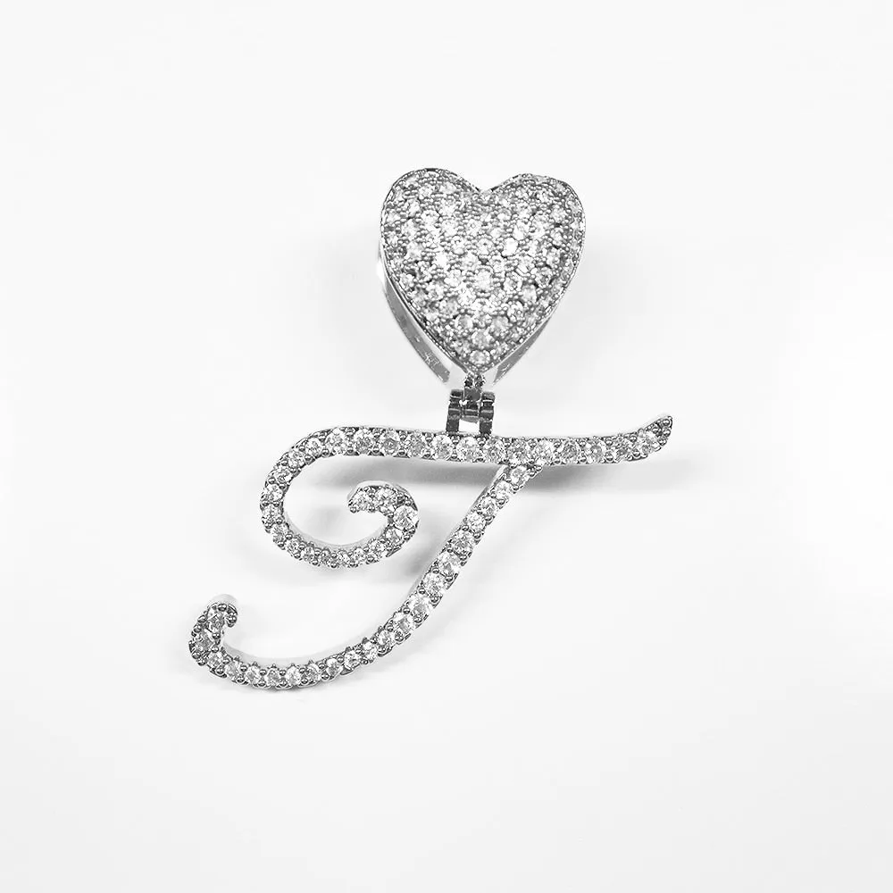 Paris Icy Classic Letter Initial Heart Necklace