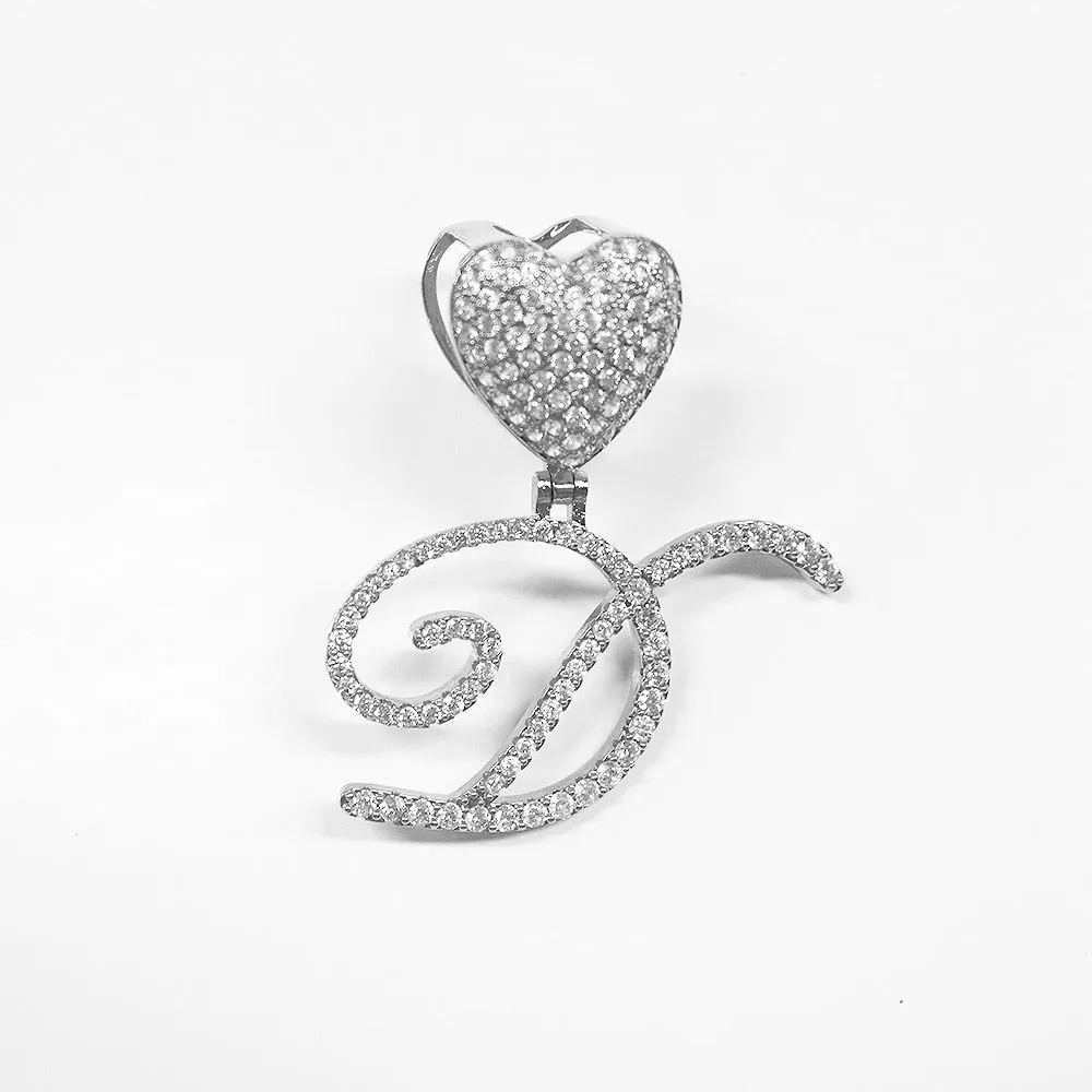 Paris Icy Classic Letter Initial Heart Necklace