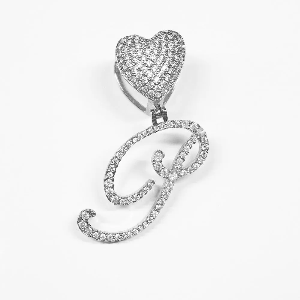 Paris Icy Classic Letter Initial Heart Necklace