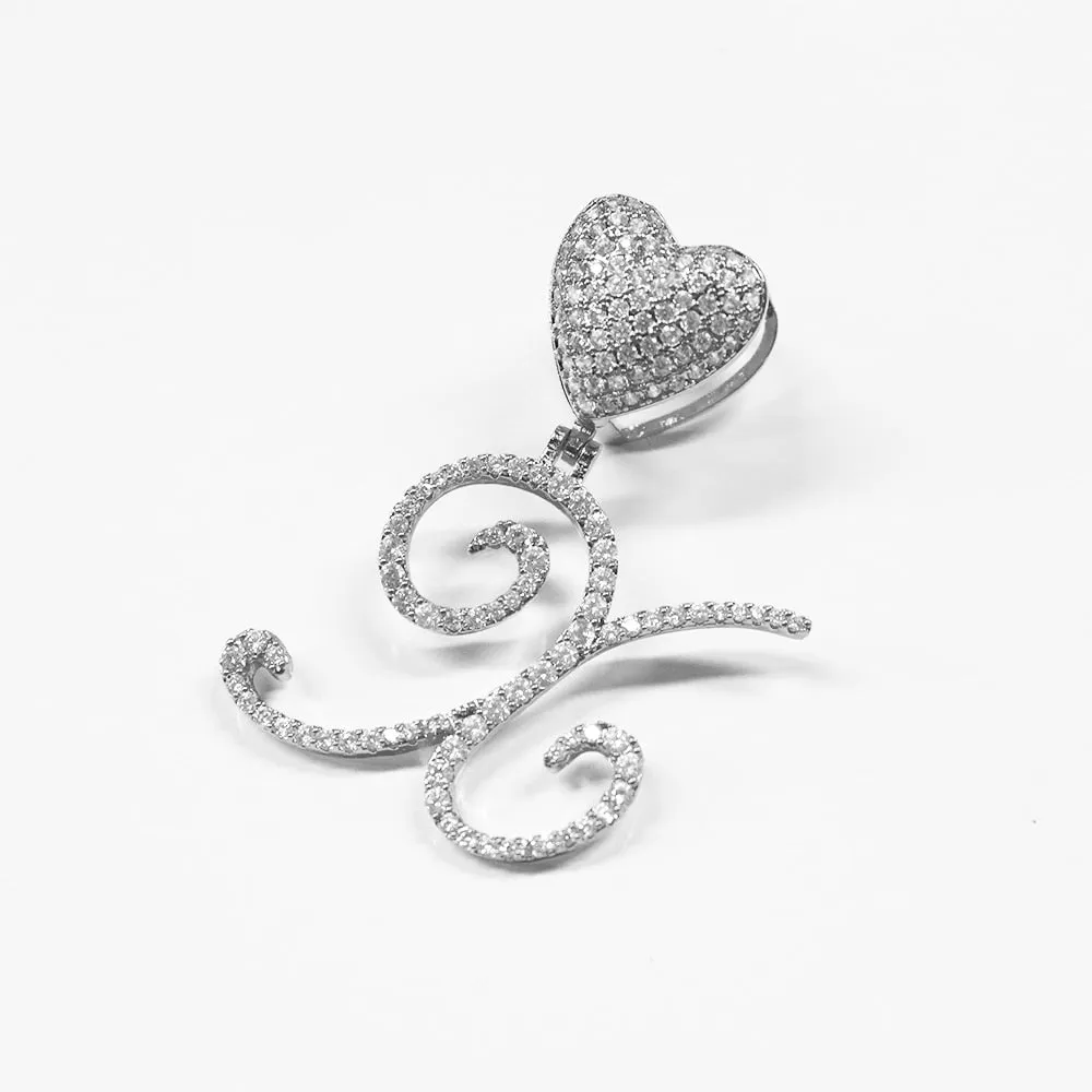 Paris Icy Classic Letter Initial Heart Necklace