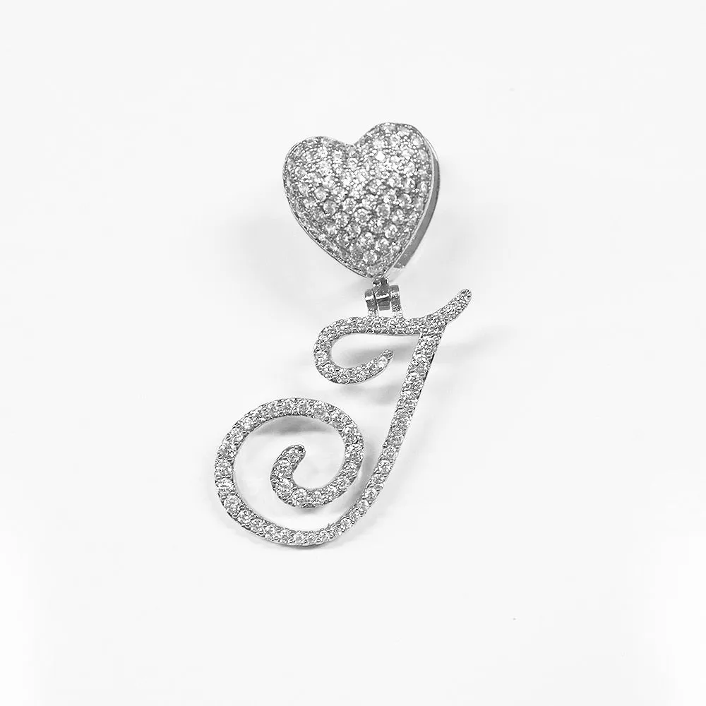 Paris Icy Classic Letter Initial Heart Necklace