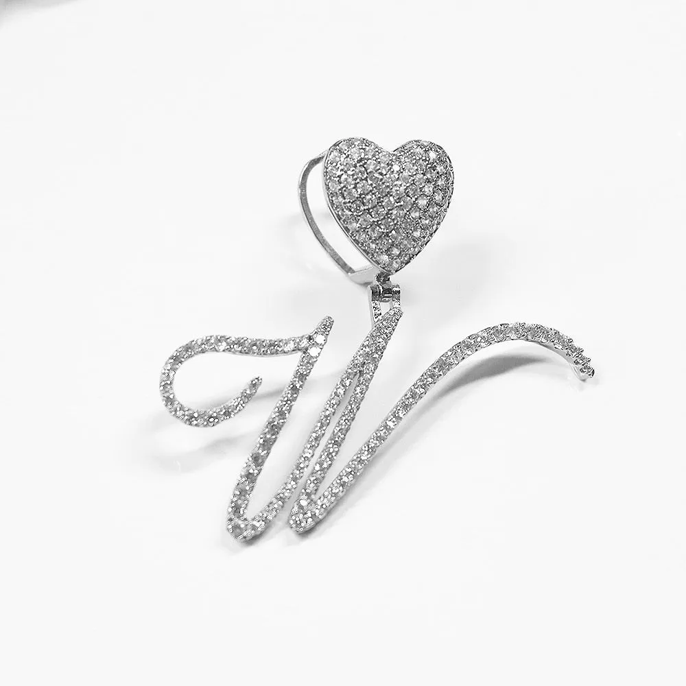 Paris Icy Classic Letter Initial Heart Necklace