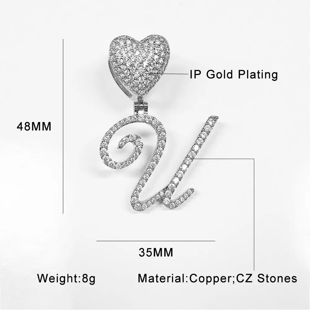 Paris Icy Classic Letter Initial Heart Necklace