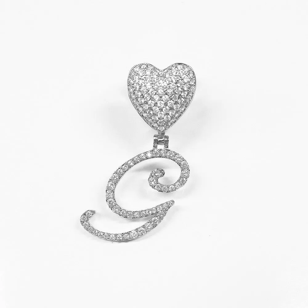 Paris Icy Classic Letter Initial Heart Necklace