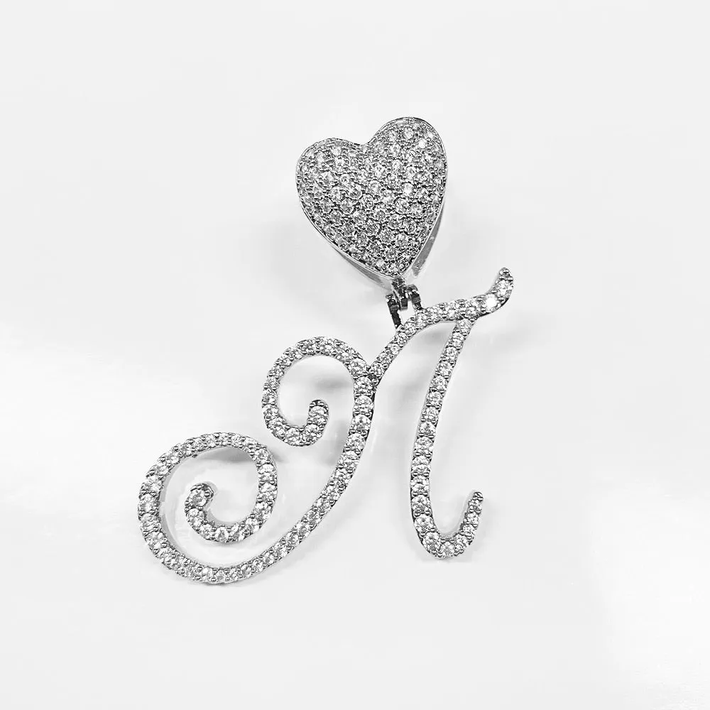 Paris Icy Classic Letter Initial Heart Necklace