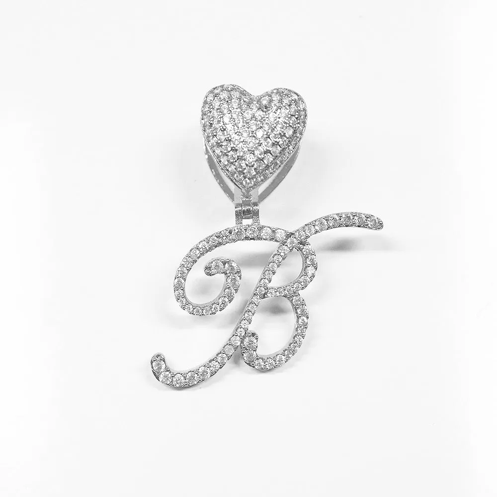 Paris Icy Classic Letter Initial Heart Necklace
