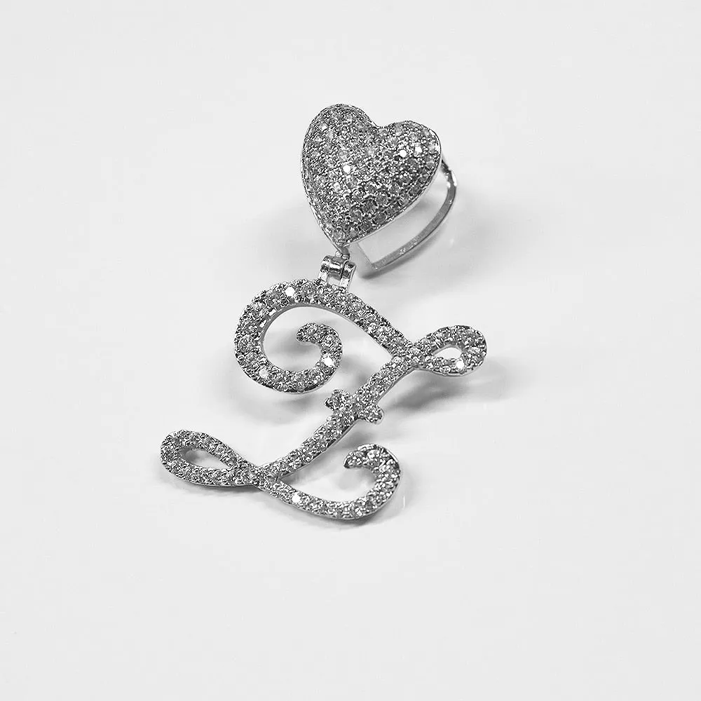 Paris Icy Classic Letter Initial Heart Necklace
