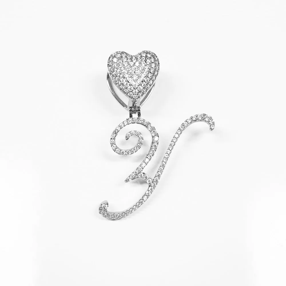 Paris Icy Classic Letter Initial Heart Necklace