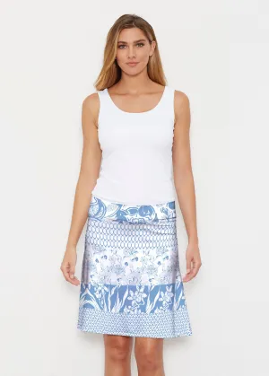 Patchwork Blue (7902) ~ Silky Brenda Skirt 21 inch