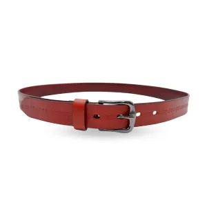 PATIA - Womens Tan Embossed Flower Pattern Leather Belt