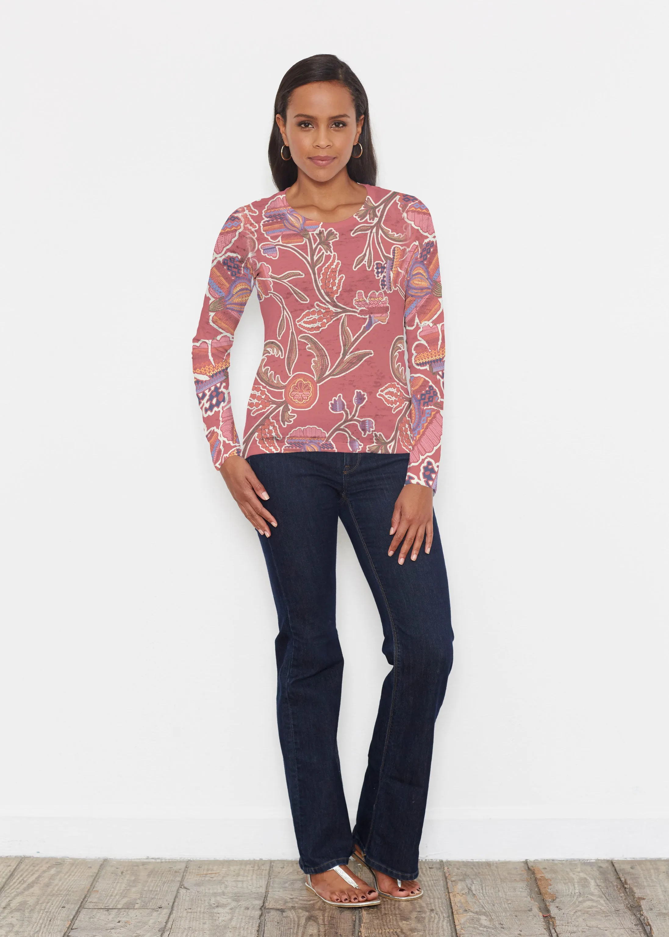 Patterns At Play Apricot (7826) ~ Signature Long Sleeve Crew Shirt