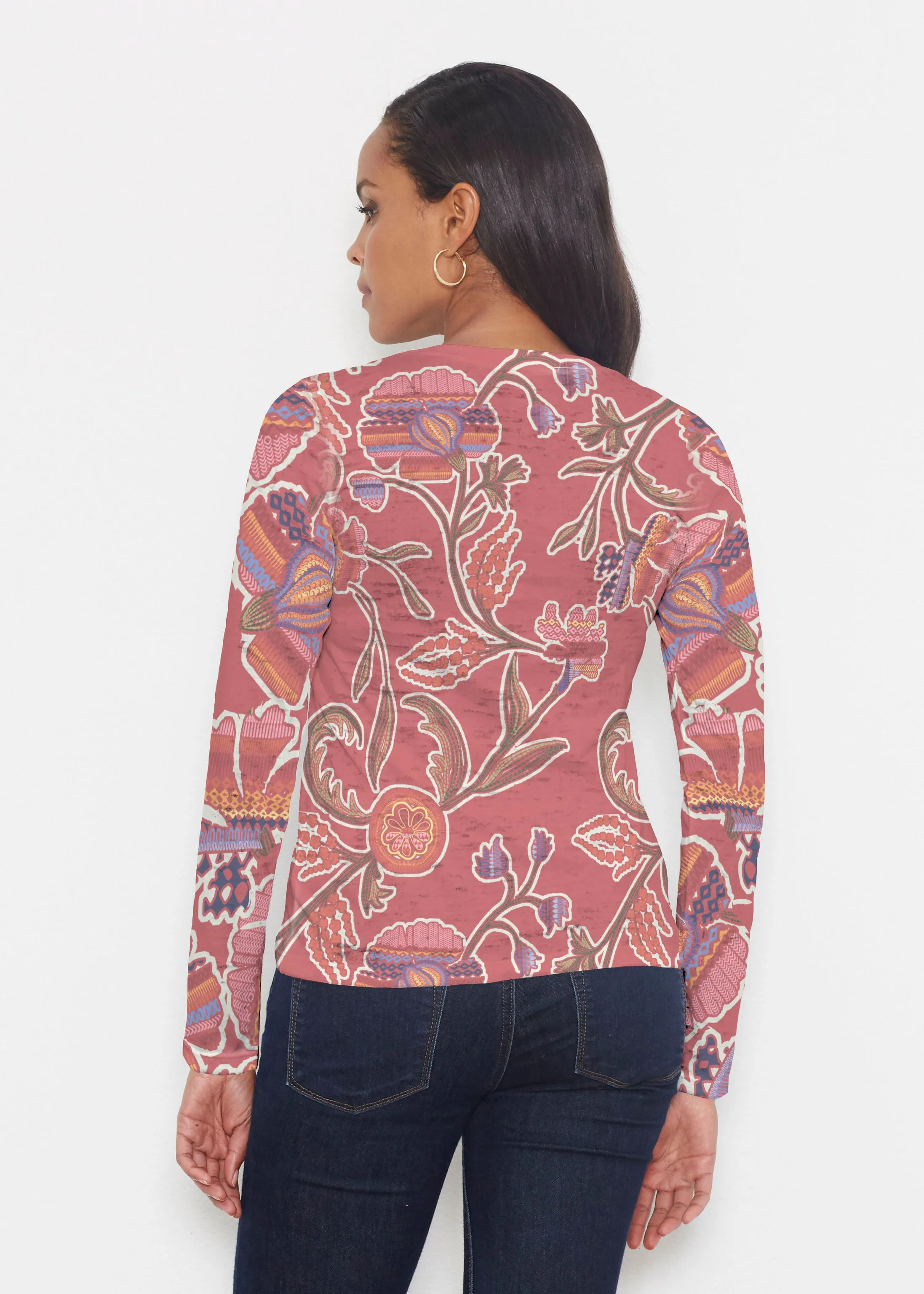 Patterns At Play Apricot (7826) ~ Signature Long Sleeve Crew Shirt
