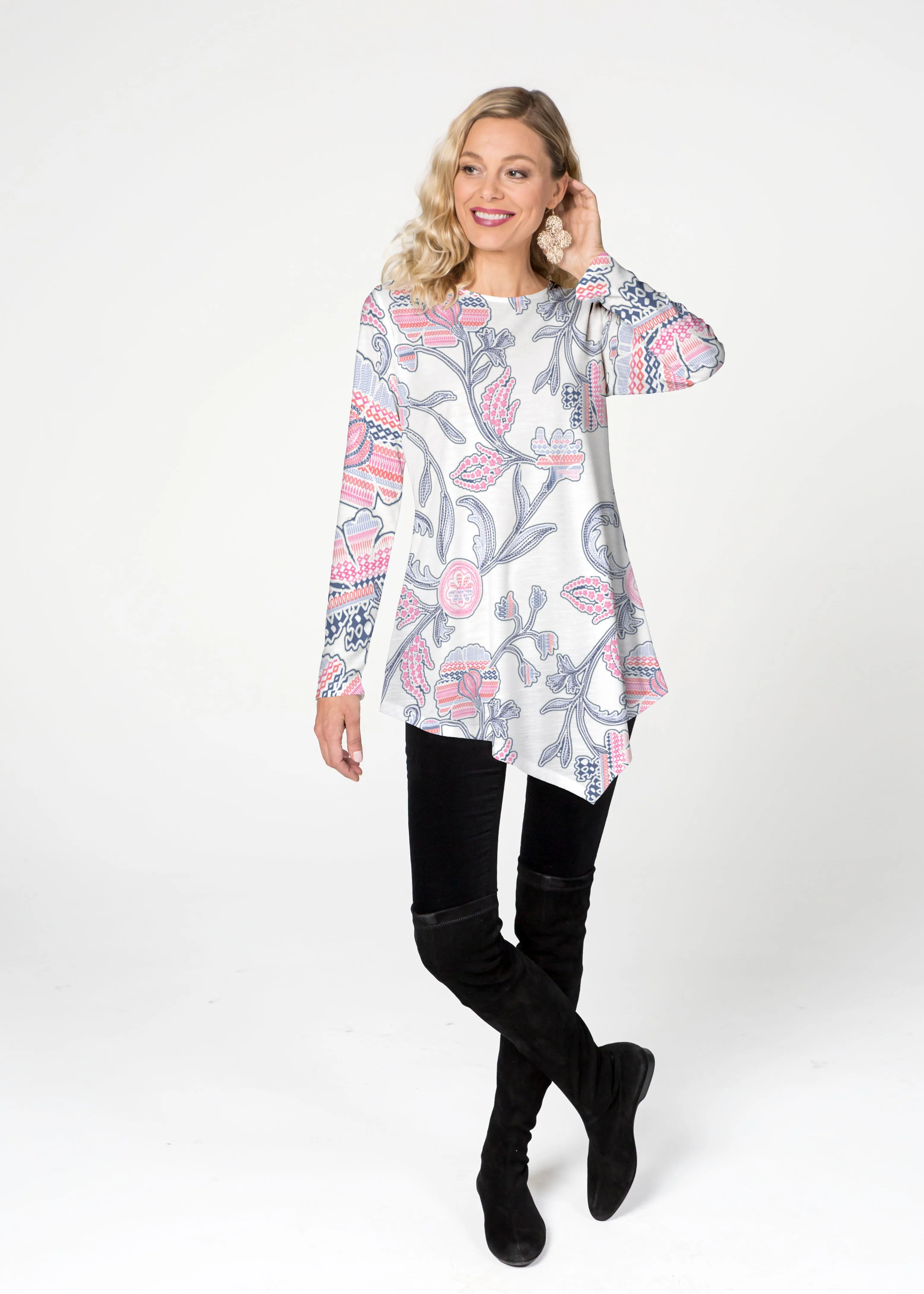 Patterns at Play Pink (7839) ~ Asymmetrical French Terry Tunic
