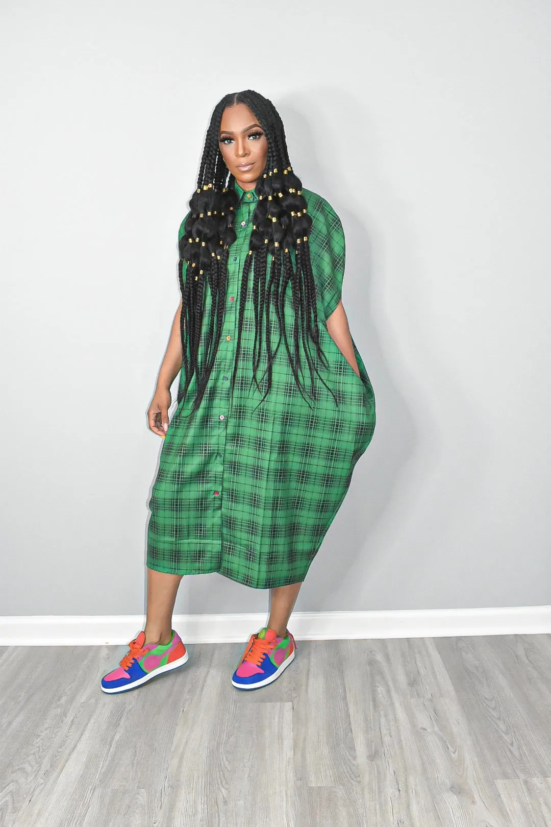 Paula Plaid Cape Dress