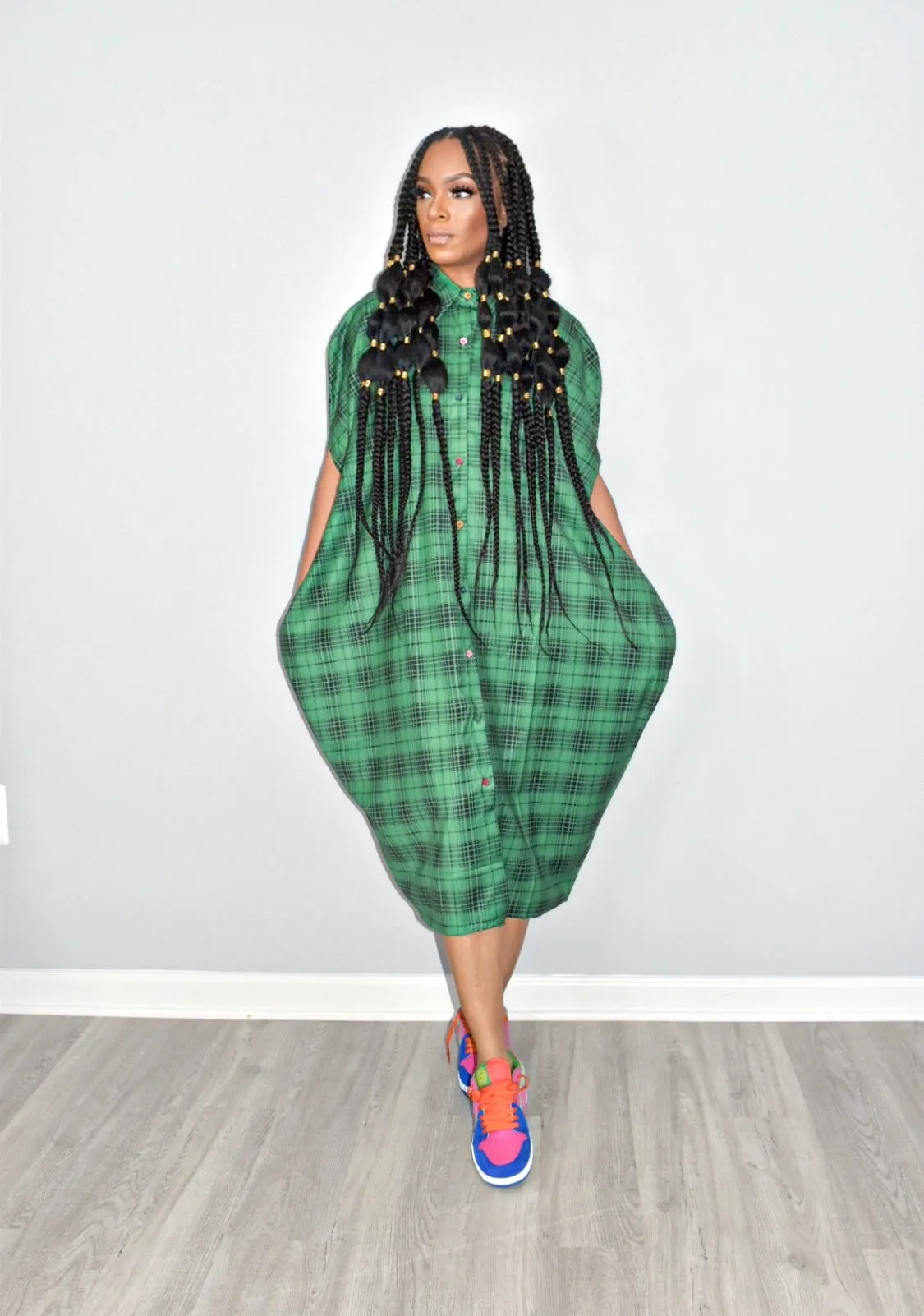 Paula Plaid Cape Dress
