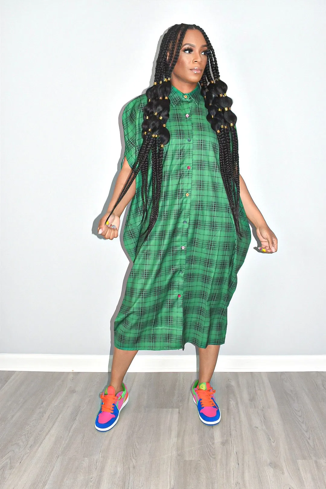 Paula Plaid Cape Dress