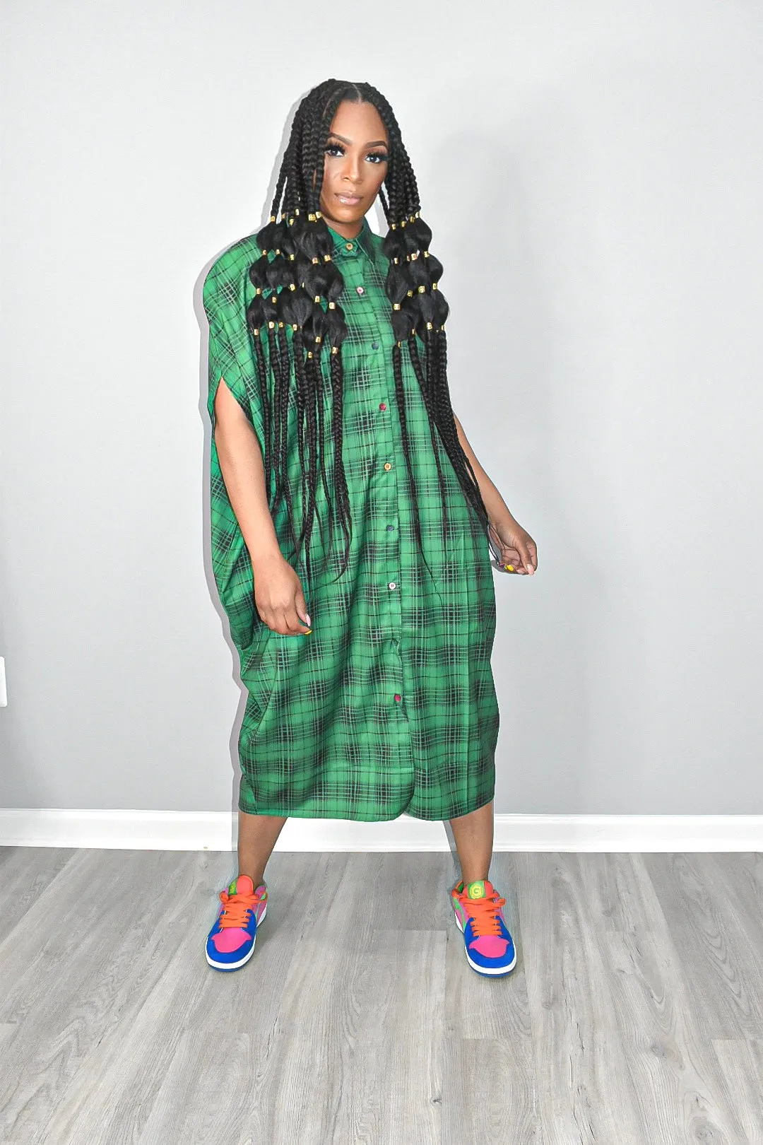 Paula Plaid Cape Dress