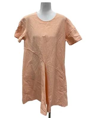Peach Pink Roundneck Asymmetrical Dress