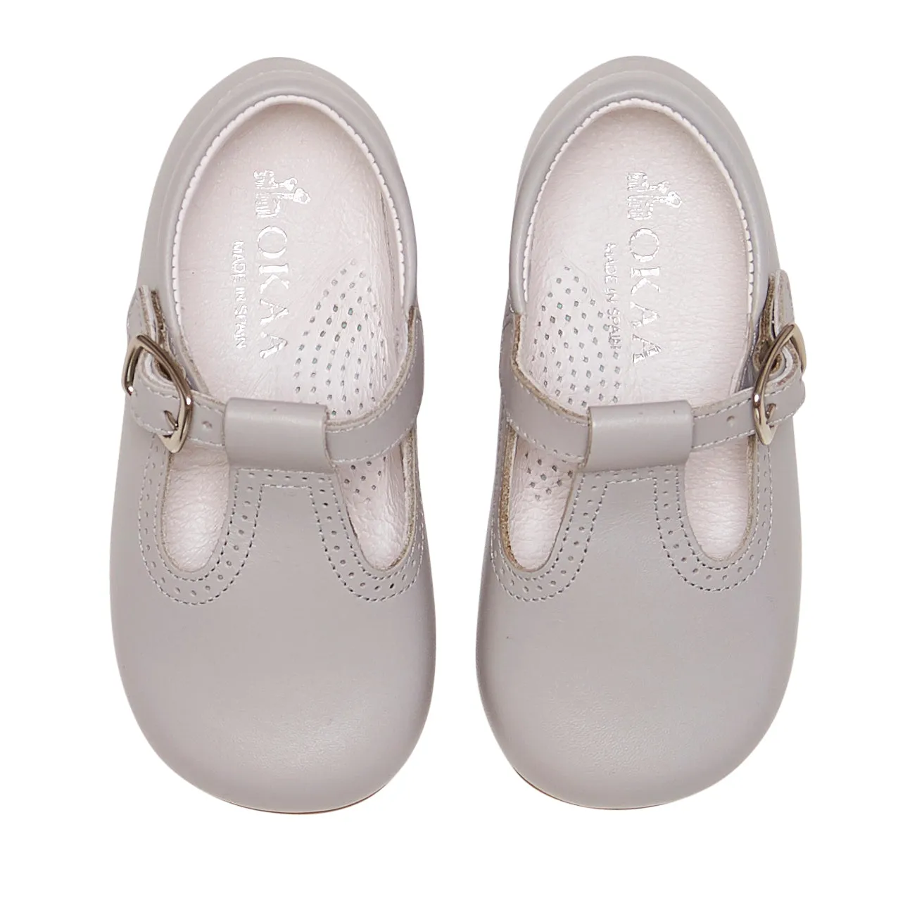 PEARL GREY T-BAR SHOES