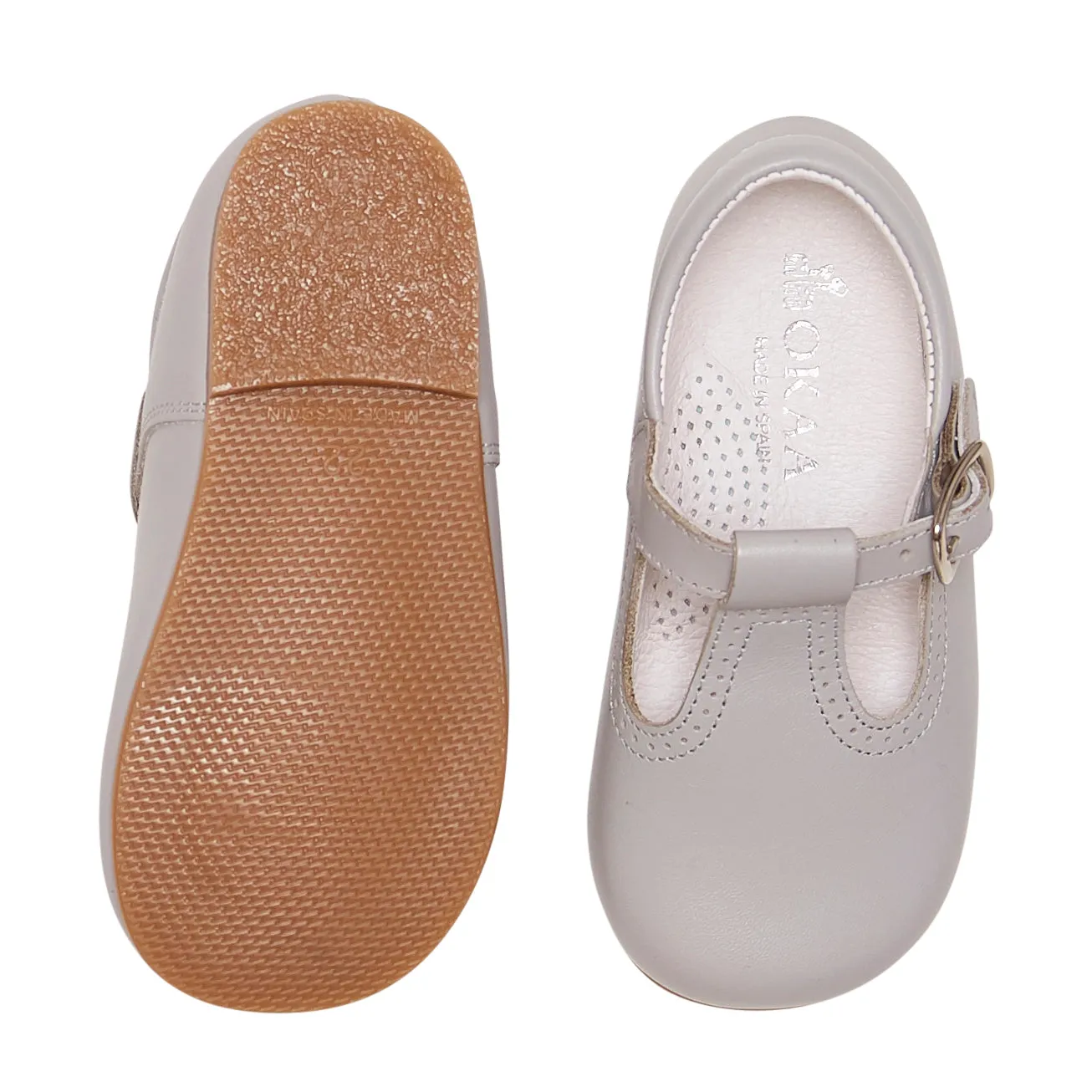PEARL GREY T-BAR SHOES