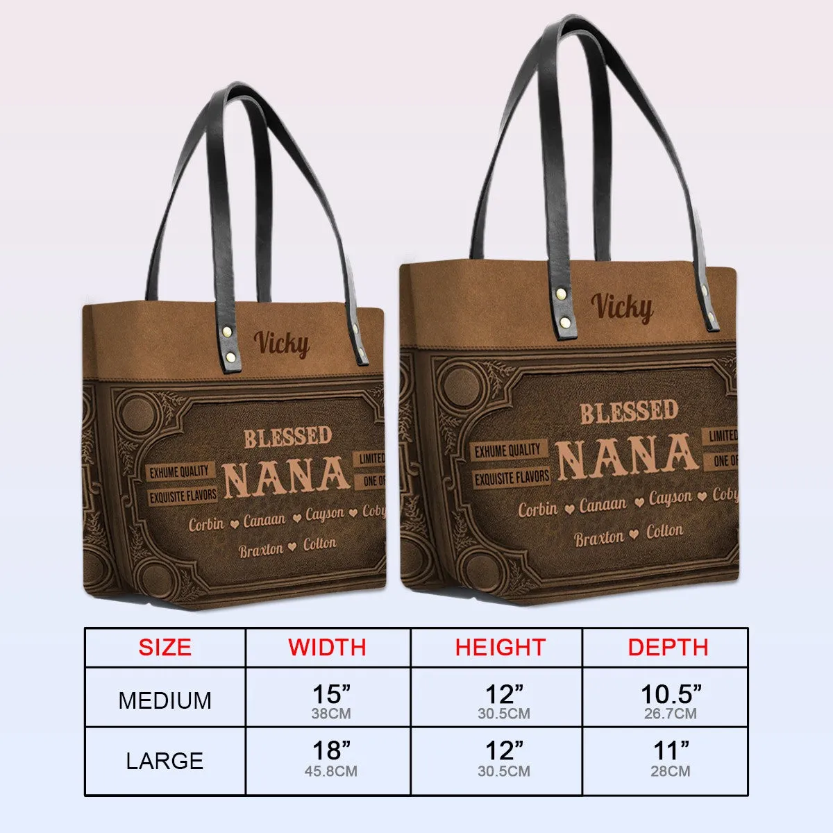 Personalized Leather Tote Bag with Bible Verses – Blessed Nana | CHRISTIANARTBAG Leather TOTE Bag