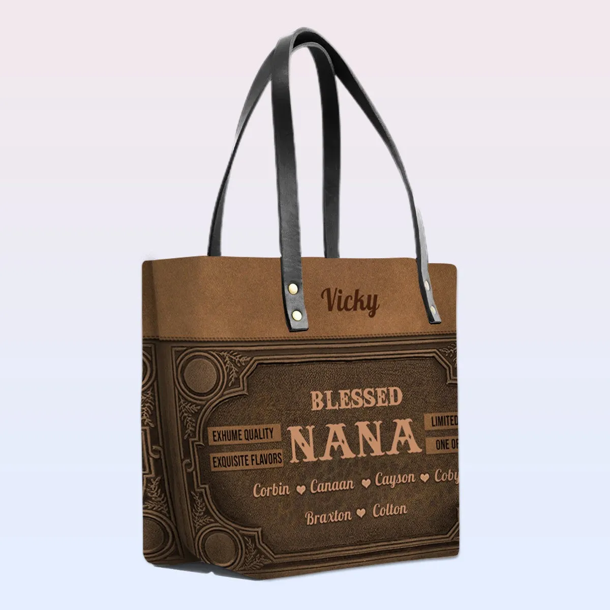 Personalized Leather Tote Bag with Bible Verses – Blessed Nana | CHRISTIANARTBAG Leather TOTE Bag