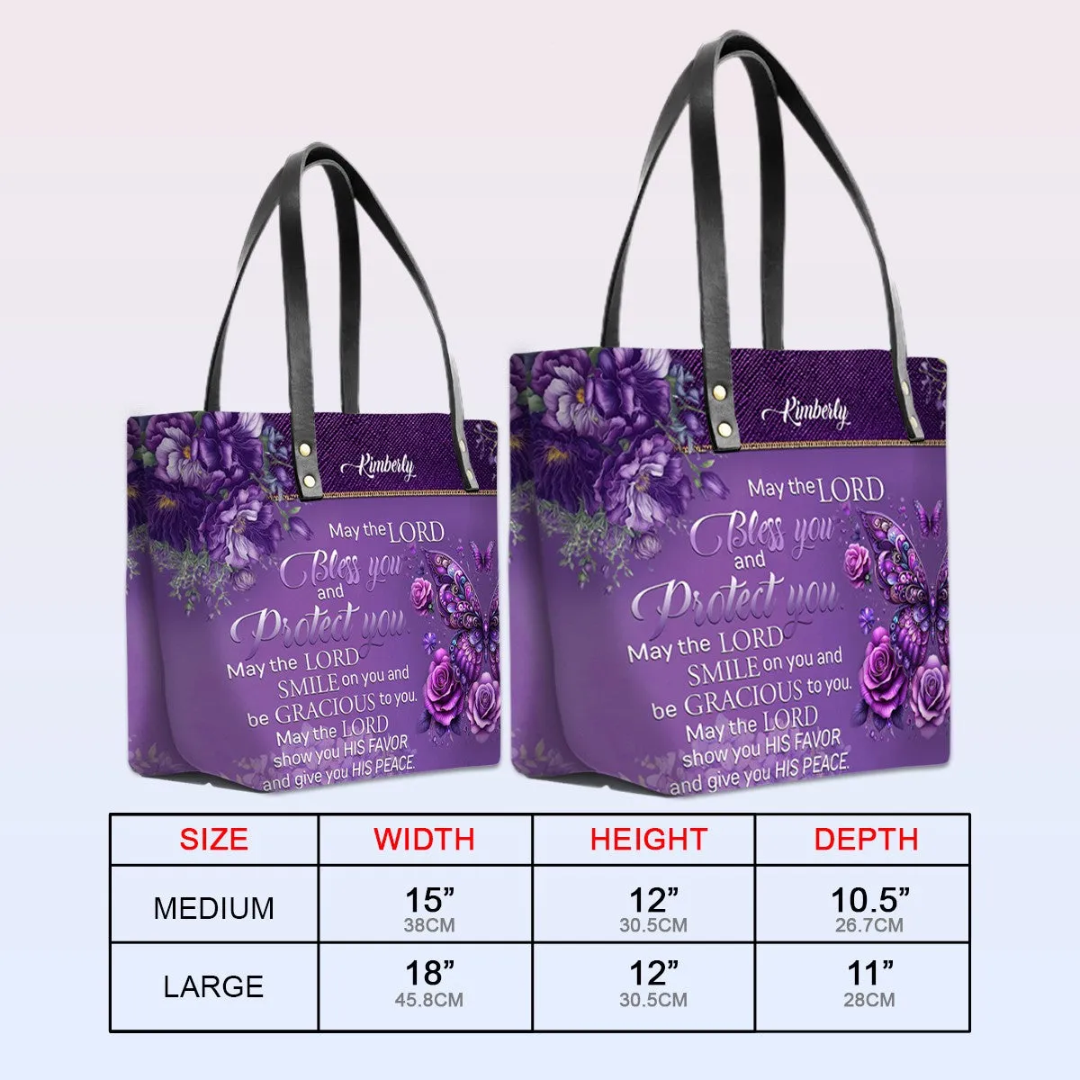 Personalized Leather Tote Bag with Bible Verses – May The Lord Bless You – A Statement of Faith & Strength | CHRISTIANARTBAG Leather TOTE Bag.