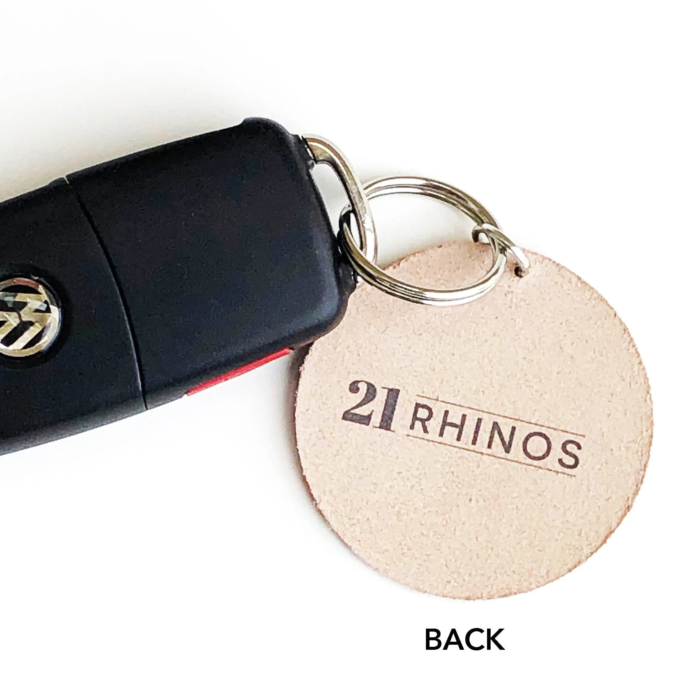 Personalized Photo Leather Keychain - 2" Circle