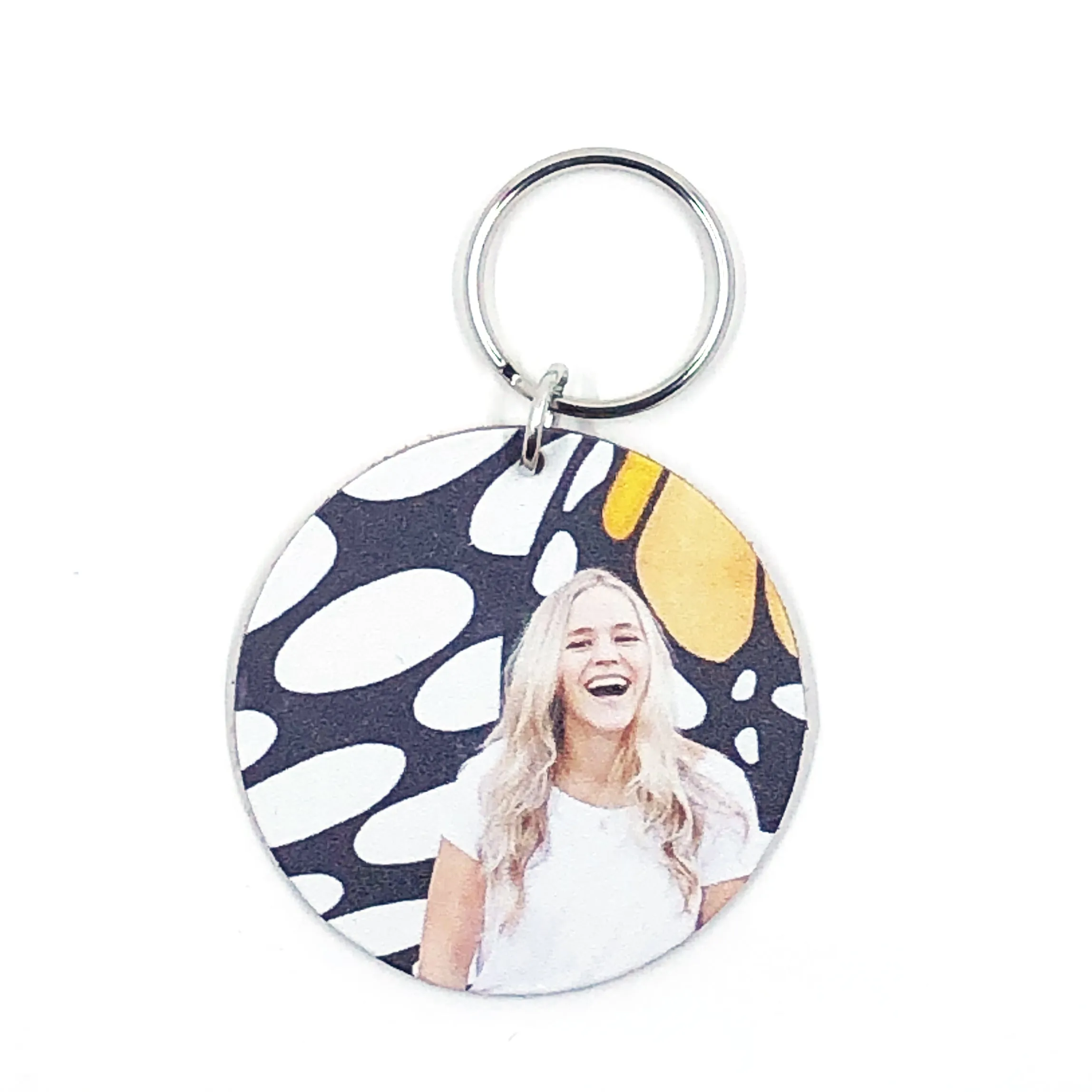 Personalized Photo Leather Keychain - 2" Circle