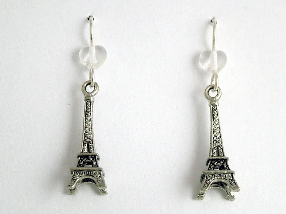 Pewter & Sterling Silver Eiffel Tower dangle earrings -Paris, France, Parisian,