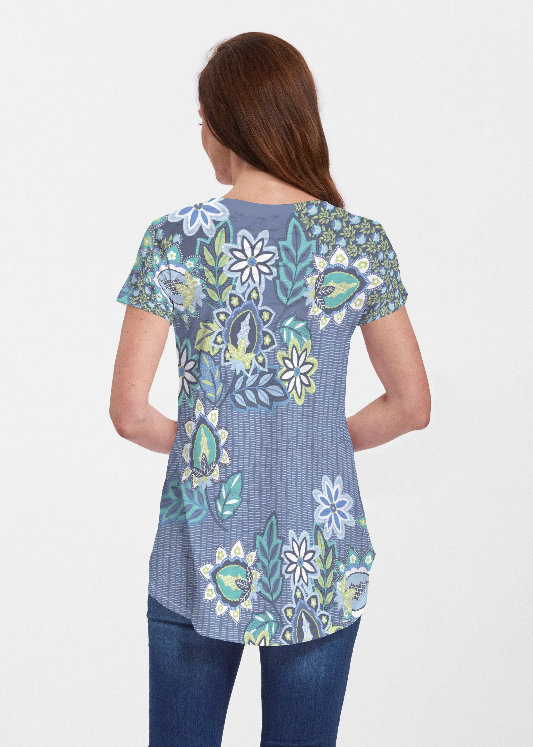 Phoebe (13581) ~ Short Sleeve Scoop Neck Flowy Tunic