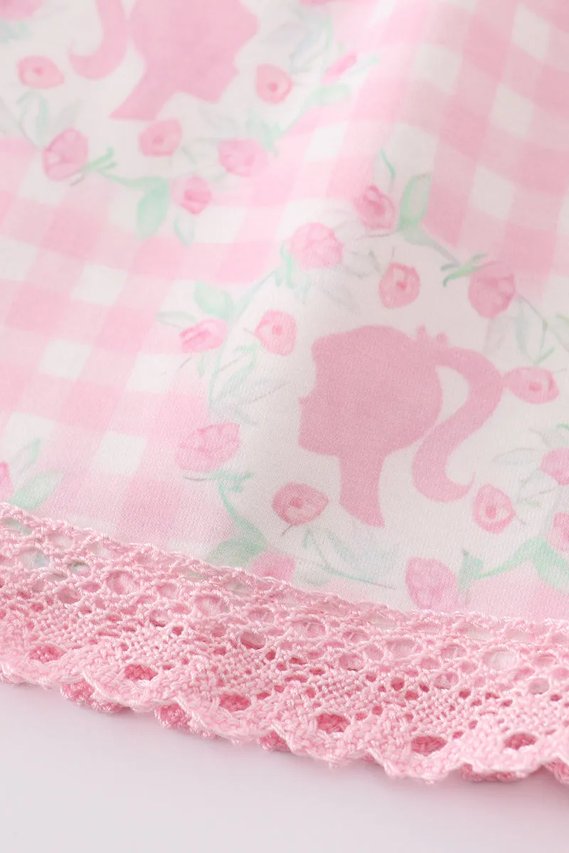 Pink Barbie Print Girl Dress