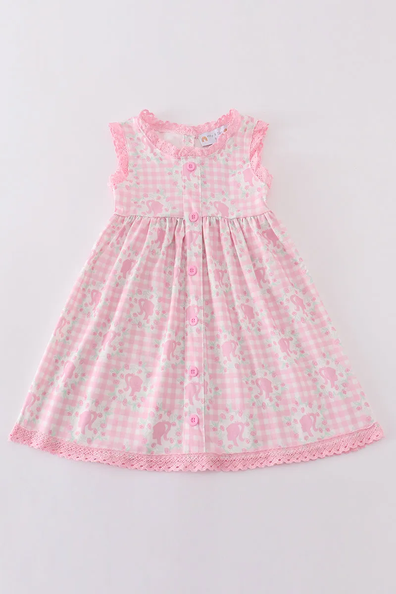 Pink Barbie Print Girl Dress