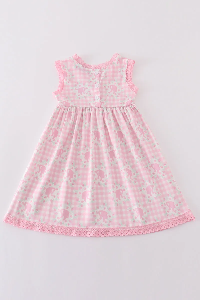 Pink Barbie Print Girl Dress