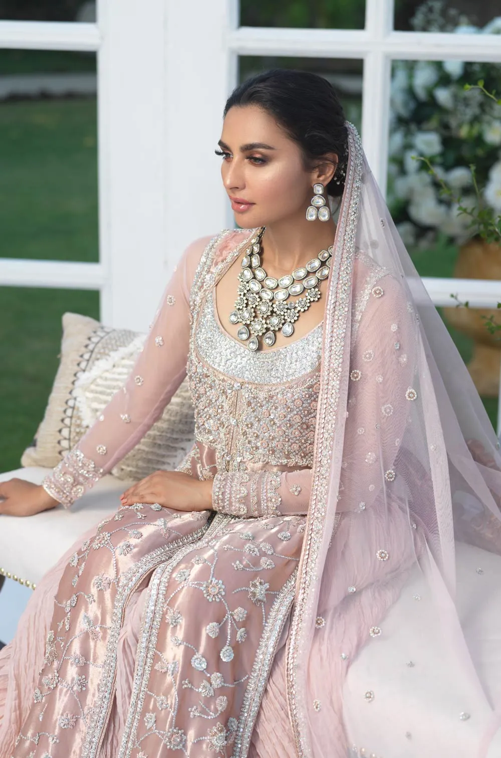 Pink Bridal Dress Pakistani in Lehenga Kameez Style