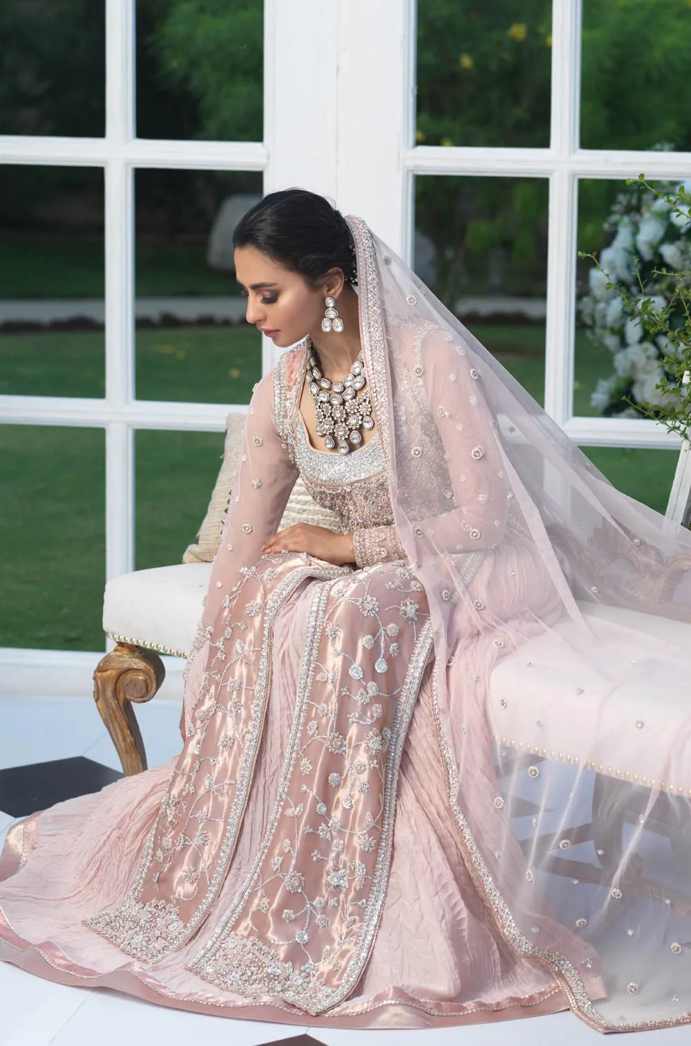Pink Bridal Dress Pakistani in Lehenga Kameez Style