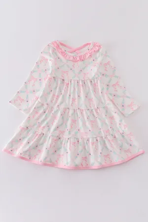 Pink Floral Ruffle Girl Dress