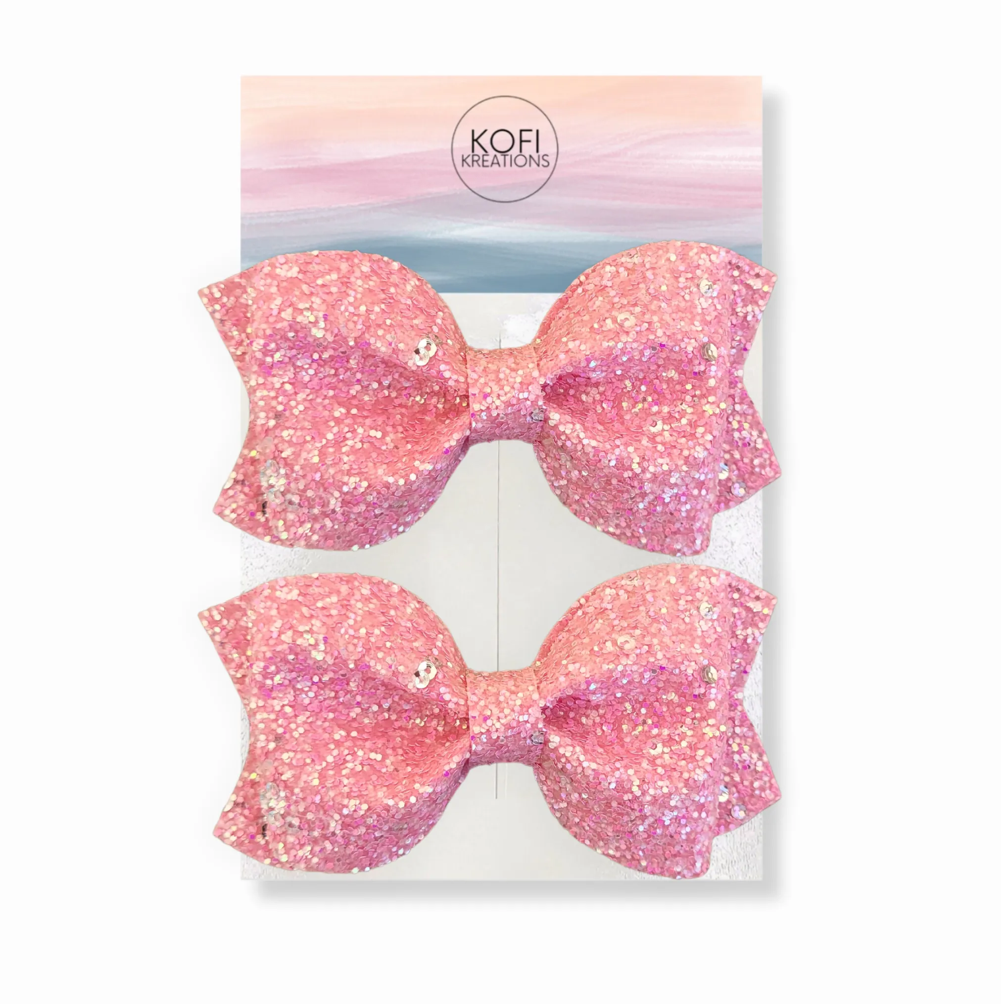 Pink Glitter Pinch Hair Bow
