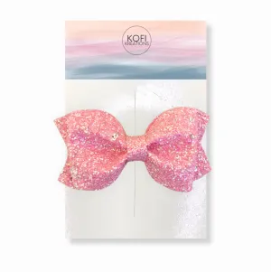 Pink Glitter Pinch Hair Bow