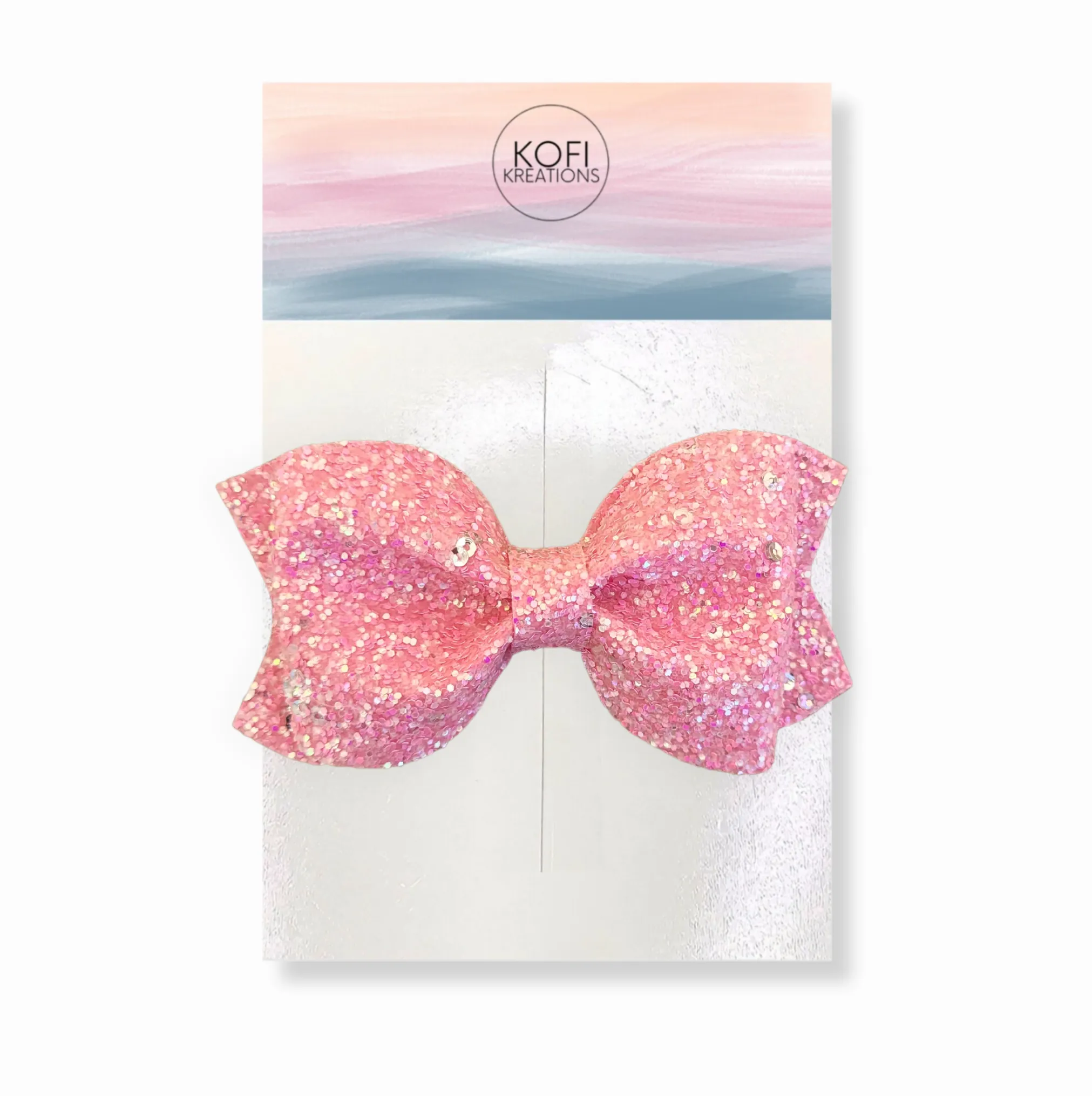 Pink Glitter Pinch Hair Bow