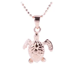 Pink Gold Plated Sterling Silver Small Turtle Pendant (Chain Sold Separately)