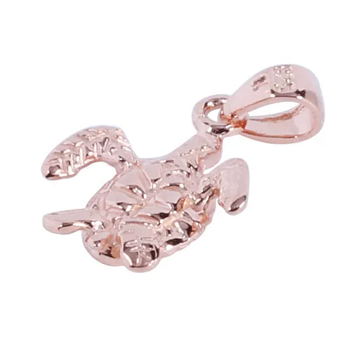 Pink Gold Plated Sterling Silver Small Turtle Pendant (Chain Sold Separately)