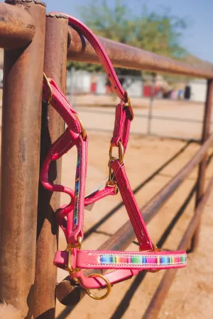 Pink Serape Leather Halter